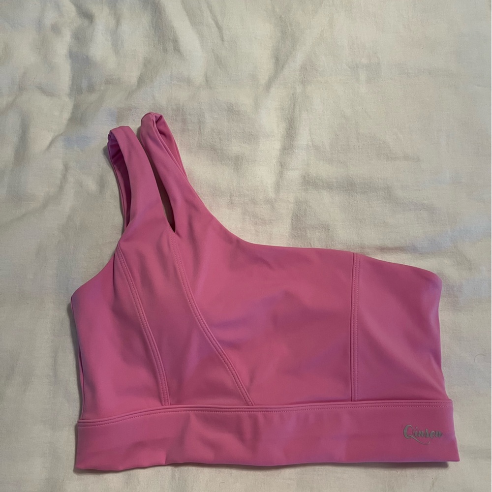 Pink One-Shoulder Sports Bra